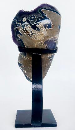 Uruguayan Amethyst Agate Eyes Geode Weighs 18 lbs on Custom Made Stand - 4222536