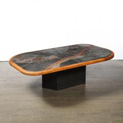 V Ramburrem Mid Century Tessellated Slate Bronze Inlay Cocktail Table by V Ramburrem - 4719970