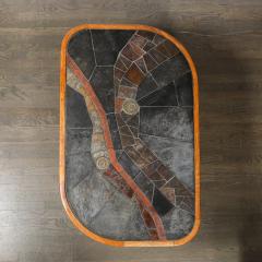 V Ramburrem Mid Century Tessellated Slate Bronze Inlay Cocktail Table by V Ramburrem - 4719974