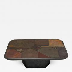 V Ramburrem Slate and Bronze Coffee Table V Ramburrem Paul Kingma Style circa 1985 - 731132