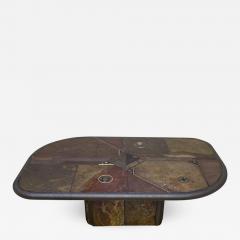 V Ramburrem Slate and Bronze Coffee Table by V Ramburrem Paul Kingma Style circa 1985 - 730884