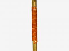 V Soini Oy Rare Floor Lamp Brass Leather Rattan Finland 1950s - 4750480