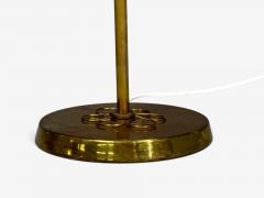 V Soini Oy Rare Floor Lamp Brass Leather Rattan Finland 1950s - 4750482