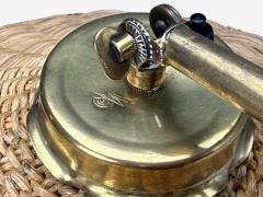 V Soini Oy Rare Floor Lamp Brass Leather Rattan Finland 1950s - 4753173
