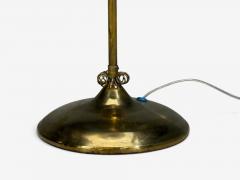 V Soini Oy Rare Floor Lamp Brass Leather Rattan Finland 1950s - 4753176