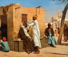 V Voill An Exceptional Orientalist Oil Painting The Barber Cairo - 2139214