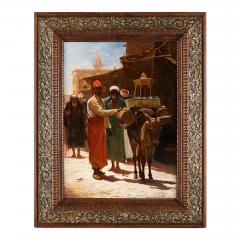 V Voill Orientalist oil painting of Cairo street and drinks salesman by Voill - 3282064