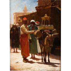 V Voill Orientalist oil painting of Cairo street and drinks salesman by Voill - 3282128