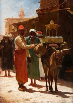 V Voill Orientalist oil painting of Cairo street and drinks salesman by Voill - 3282165