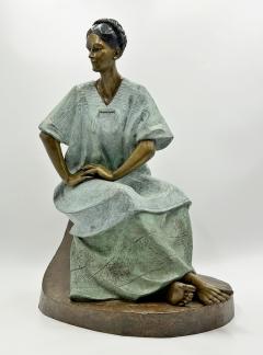 V ctor Guti rrez Monumental Mexican Bronze Seated Woman Sculpture 1989 - 4711871