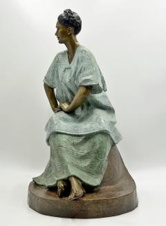V ctor Guti rrez Monumental Mexican Bronze Seated Woman Sculpture 1989 - 4711872