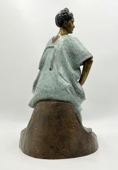 V ctor Guti rrez Monumental Mexican Bronze Seated Woman Sculpture 1989 - 4711875