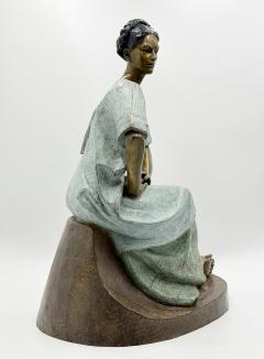 V ctor Guti rrez Monumental Mexican Bronze Seated Woman Sculpture 1989 - 4711876