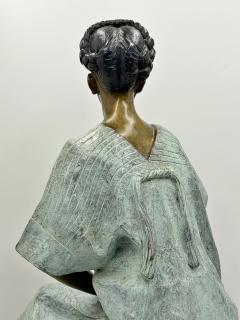 V ctor Guti rrez Monumental Mexican Bronze Seated Woman Sculpture 1989 - 4711879