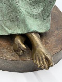 V ctor Guti rrez Monumental Mexican Bronze Seated Woman Sculpture 1989 - 4711880