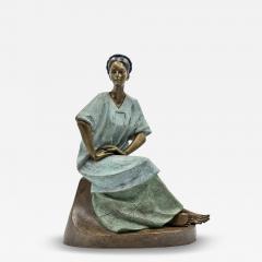 V ctor Guti rrez Monumental Mexican Bronze Seated Woman Sculpture 1989 - 4714010