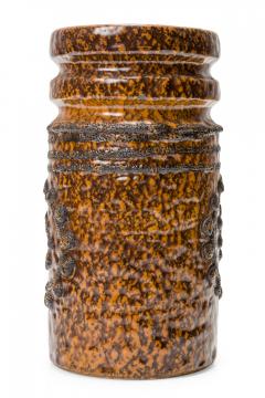 VEB Haldensleben Keramik German Mid Century Concentric Circle Design Brown Glaze - 4673087