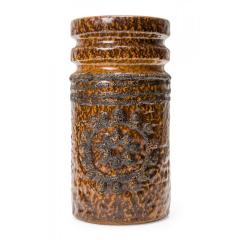 VEB Haldensleben Keramik German Mid Century Concentric Circle Design Brown Glaze - 4720784