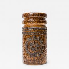 VEB Haldensleben Keramik German Mid Century Concentric Circle Design Brown Glaze - 4720786