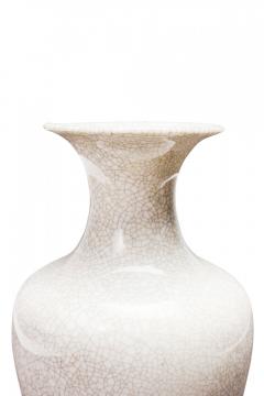 VEB Lichte German Mid Century White Crackle Glazed Ceramic Vase - 4672249
