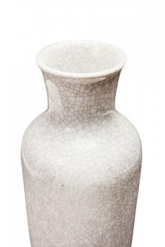 VEB Lichte German Mid Century White Crackle Glazed Ceramic Vase - 4673061