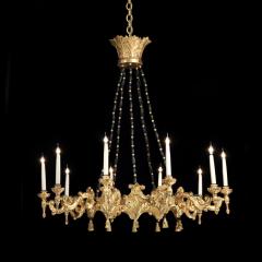 VERY LARGE ITALIAN GILTWOOD 10 BRANCH BAROQUE STYLE CHANDELIER 3 75FT WIDE  - 1875807