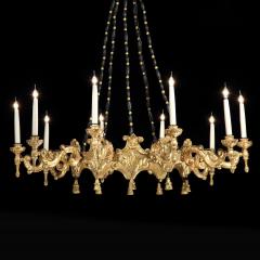 VERY LARGE ITALIAN GILTWOOD 10 BRANCH BAROQUE STYLE CHANDELIER 3 75FT WIDE  - 1875827