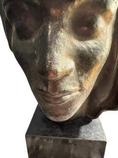 VICTOR PLANCKH RARE ART DECO FEMALE HEAD IN A TURBAN BRONZE BY VICTOR PLANCKH - 4442610