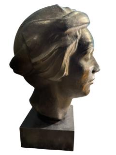 VICTOR PLANCKH RARE ART DECO FEMALE HEAD IN A TURBAN BRONZE BY VICTOR PLANCKH - 4442616
