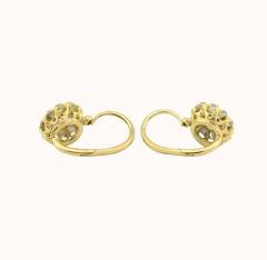 VICTORIAN 18K YELLOW GOLD OLD MINE CUT DIAMOND CLUSTER EARRINGS - 2621339