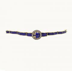 VICTORIAN BLUE ENAMEL AND 18K GOLD BUCKLE BANGLE WITH ROSE CUT DIAMONDS - 2620982