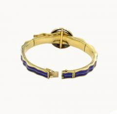 VICTORIAN BLUE ENAMEL AND 18K GOLD BUCKLE BANGLE WITH ROSE CUT DIAMONDS - 2620985