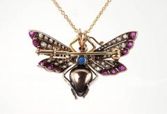 VICTORIAN BUTTERFLY NECKLACE WITH DIAMONDS RUBIES AND SAPPHIRES - 2739307