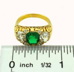 VICTORIAN COLUMBIAN EMERALD AND DIAMOND GOLD RING - 2761831