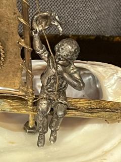 VICTORIAN GRAND TOUR BRASS BRONZE SHELL SHIP INTAGLIO OF KIEL WATCH HOLDER - 4124950