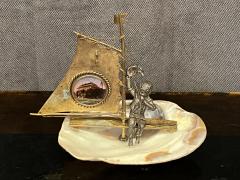 VICTORIAN GRAND TOUR BRASS BRONZE SHELL SHIP INTAGLIO OF KIEL WATCH HOLDER - 4124953