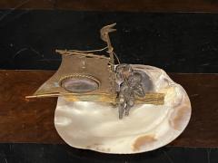 VICTORIAN GRAND TOUR BRASS BRONZE SHELL SHIP INTAGLIO OF KIEL WATCH HOLDER - 4124957