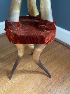 VICTORIAN HORN AND VELVET STAND - 2351755