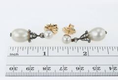 VICTORIAN NATURAL PEARL AND DIAMOND DANGLE EARRINGS - 2749337