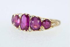VICTORIAN RUBY AND DIAMOND FIVE STONE GOLD RING - 2749420