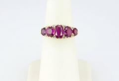 VICTORIAN RUBY AND DIAMOND FIVE STONE GOLD RING - 2749446