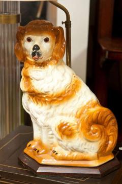 VICTORIAN STAFFORDSHIRE SPANIEL AS TABLE LAMP - 3711013