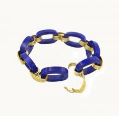 VINTAGE 1960S LAPIS LAZULI AND 18K GOLD LINK BRACELET - 2621455