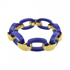 VINTAGE 1960S LAPIS LAZULI AND 18K GOLD LINK BRACELET - 2624815