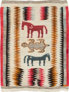 VINTAGE AMERICAN NAVAJO FLATWEAVE PICTORIAL RUG - 2372487