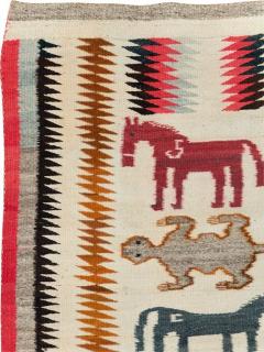 VINTAGE AMERICAN NAVAJO FLATWEAVE PICTORIAL RUG - 2372527