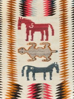 VINTAGE AMERICAN NAVAJO FLATWEAVE PICTORIAL RUG - 2372528