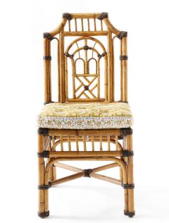 VINTAGE BAMBOO CHAIR WITH LEATHER ACCENTS - 2426404
