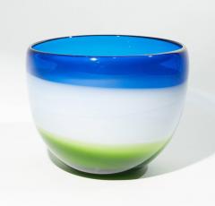 VINTAGE BLUE WHITE AND GREEN MURANO GLASS BOWL - 3082937