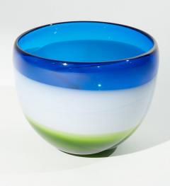VINTAGE BLUE WHITE AND GREEN MURANO GLASS BOWL - 3082947